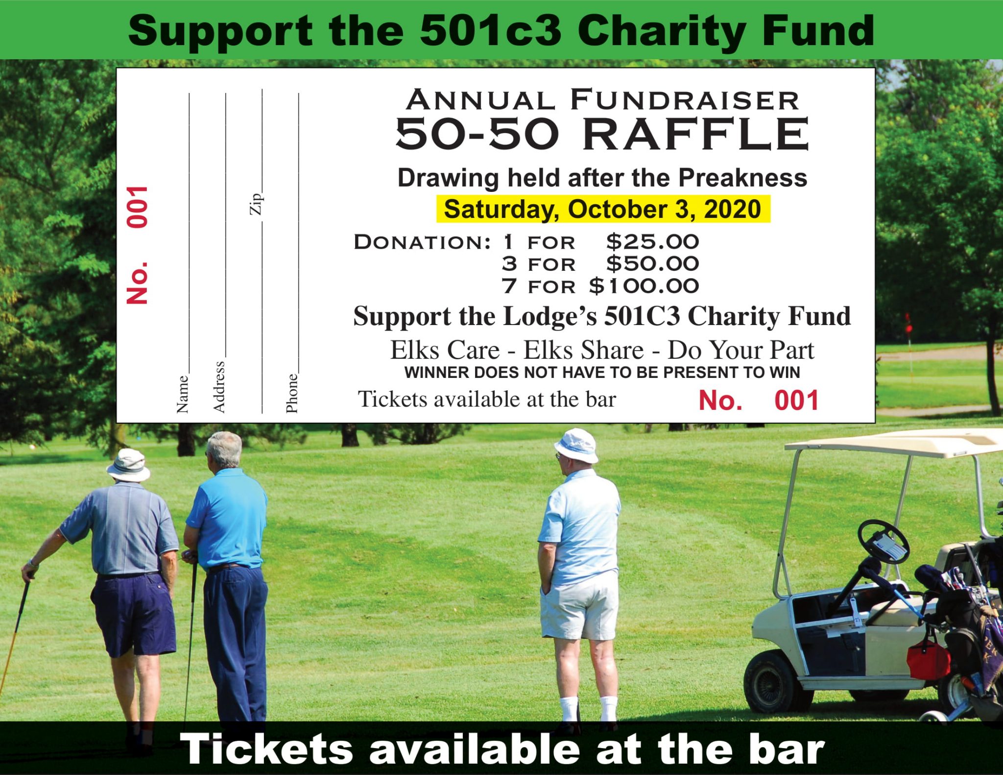 Golf Raffle Flyer1 Towson Elks 469